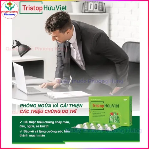 TriStop Hữu Việt Hỗ Trợ Người Bệnh Trĩ, Tăng Sức Bền Thành Mạch, Cải Thiện Sa Búi Trĩ - Hộp30 Viên