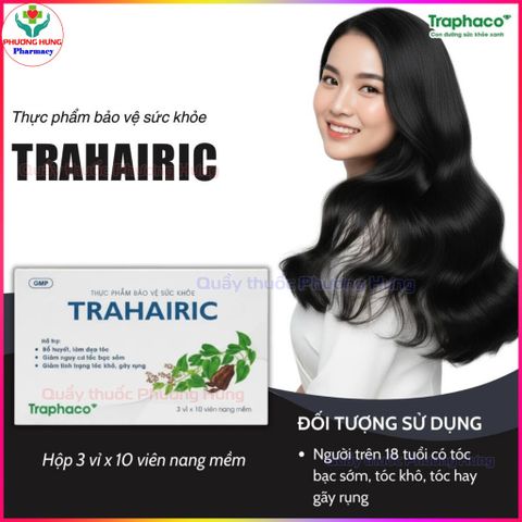 TRAHAIRIC của Traphaco Hỗ Trợ Giảm Nguy Cơ Tóc Bạc Sớm, Tóc Khô, Gãy Rụng - Hộp 30 Viên