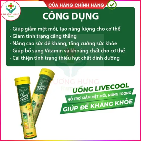 Viên C Sủi Livecool Của Nam Dược Giúp Bổ sung Vitamin C, Hỗ Trợ Giải Độc, Mát Han -Tuýp 16 Viên