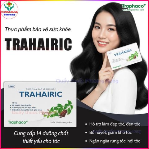 TRAHAIRIC của Traphaco Hỗ Trợ Giảm Nguy Cơ Tóc Bạc Sớm, Tóc Khô, Gãy Rụng - Hộp 30 Viên