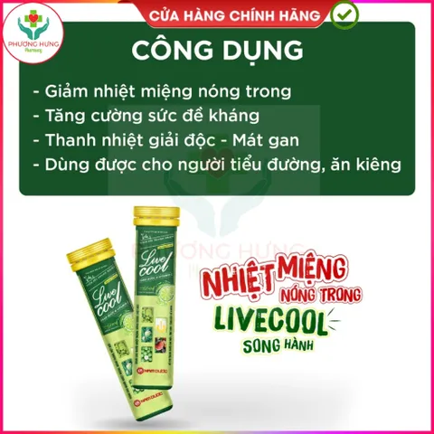 Viên C Sủi Livecool Của Nam Dược Giúp Bổ sung Vitamin C, Hỗ Trợ Giải Độc, Mát Han -Tuýp 16 Viên