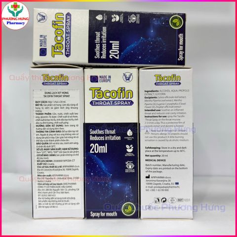 Xịt Họng Tacofin Dược Hậu Giang Giúp Dịu Vùng Cổ Họng Bị Viêm,Giảm Kích Ứng Khoang Miệng-Lọ 20ml