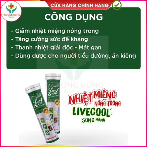 Viên C Sủi Livecool Của Nam Dược Giúp Bổ sung Vitamin C, Hỗ Trợ Giải Độc, Mát Han -Tuýp 16 Viên