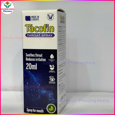 Xịt Họng Tacofin Dược Hậu Giang Giúp Dịu Vùng Cổ Họng Bị Viêm,Giảm Kích Ứng Khoang Miệng-Lọ 20ml