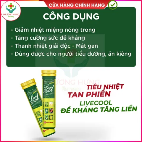 Viên C Sủi Livecool Của Nam Dược Giúp Bổ sung Vitamin C, Hỗ Trợ Giải Độc, Mát Han -Tuýp 16 Viên