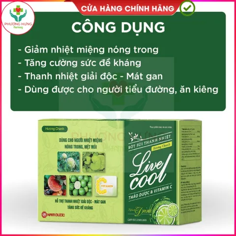 Bột C sủi Livecool của Nam Dược Giúp bổ sung vitamin C, hỗ trợ giải độc, mát gan - Hộp 10 gói x7g 795424