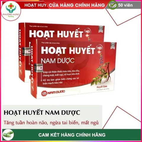 Hoạt huyết Nam Dược Giúp Hỗ trợ hoạt huyết, cải thiện thiếu máu não, đau đầu, chóng mặt - Hộp 50v