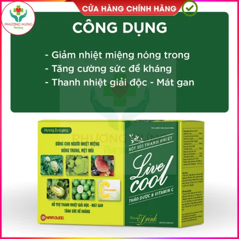 Bột C sủi Livecool của Nam Dược Giúp bổ sung vitamin C, hỗ trợ giải độc, mát gan - Hộp 10 gói x7g 795424