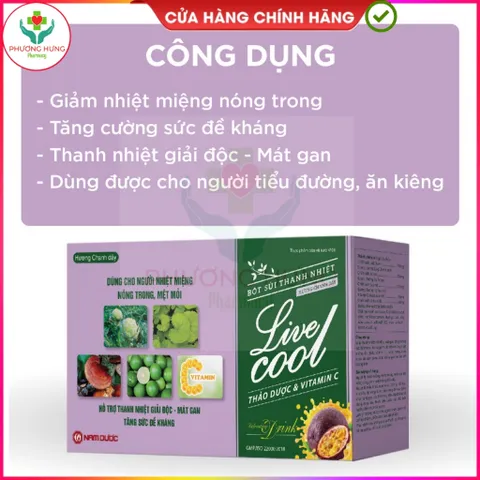 Bột C sủi Livecool của Nam Dược Giúp bổ sung vitamin C, hỗ trợ giải độc, mát gan - Hộp 10 gói x7g 795424