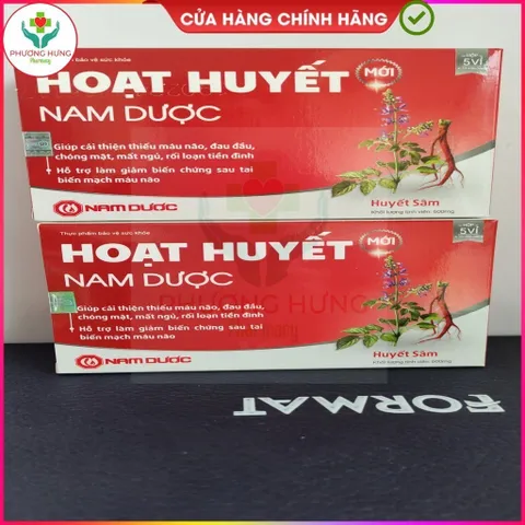 Hoạt huyết Nam Dược Giúp Hỗ trợ hoạt huyết, cải thiện thiếu máu não, đau đầu, chóng mặt - Hộp 50v