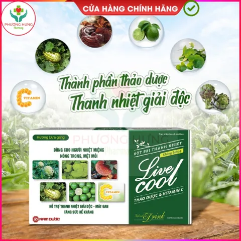 Bột C sủi Livecool của Nam Dược Giúp bổ sung vitamin C, hỗ trợ giải độc, mát gan - Hộp 10 gói x7g 795424