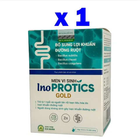 Men Vi Sinh InoProtics Gold Ích Nhân Bổ Sung Lợi Khuẩn Đường Ruột,Giảm Rối Loạn Tiêu Hóa - Hộp 100V