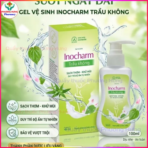InoCharm Ích Nhân Gel Dung Dịch Vệ Sinh Phụ Nữ Trầu Không,Sạch Thơm,Khử Mùi,Giữ Ẩm-Chai 100ml