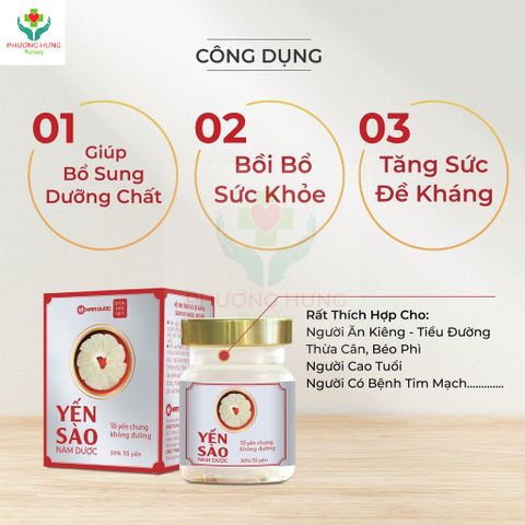 Yến Sào Nam Dược Tổ Yến Chưng Không Đường Bồi Bổ Sức Khỏe,Dùng Cho Người Giảm Cân,Ăn Kiêng-Lọ 70ml