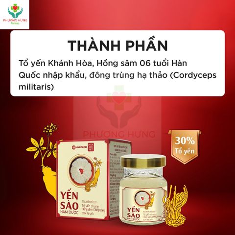 Yến Sào Nam Dược Tổ Yến Chưng Hồng Sâm Và Đông Trùng Hạ Thảo Bồi Bổ Sức Khỏe, Tăng Đề Kháng-Lọ 70ml
