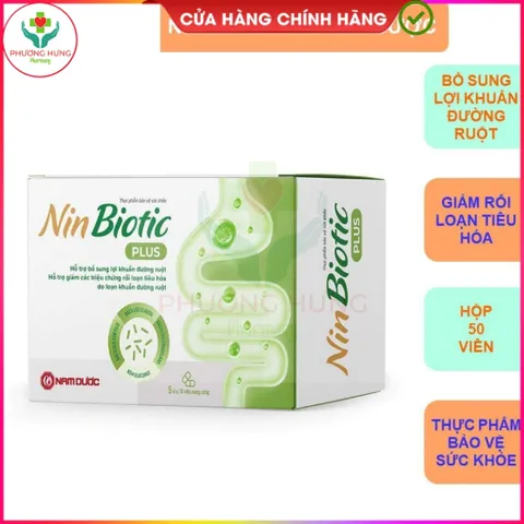 Men Vi Sinh Nin Biotic Plus Bổ Sung 3 Chủng Men Lợi Khuẩn, Cải Thiện Hệ Vi Sinh Đường Ruột- Hộp 50v
