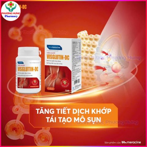 Viên Khớp VISGLUTIN-DC Meracine Giúp Tăng Tiết Hoạt Dịch Khớp, Giảm Đau, Khô, Viêm Khớp-Hộp 60 Viên