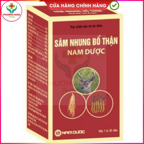 Sâm Nhung Bổ Thận Nam Dược Giúp Giảm Đau Lưng, Mỏi Gối, Thận Yếu, Ngủ Kém, Tiểu Đêm- Hộp 30 Viên