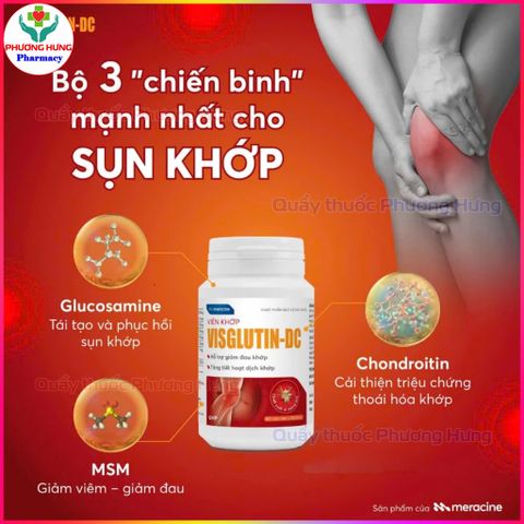 Viên Khớp VISGLUTIN-DC Meracine Giúp Tăng Tiết Hoạt Dịch Khớp, Giảm Đau, Khô, Viêm Khớp-Hộp 60 Viên