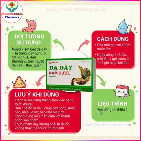 Cốm Dạ Dày Nam Dược Giúp Giảm Loét Dạ Dày, Tá Tràng, Giảm Đau Bụng, Đầy Bụng, Khó Tiêu - Hộp 12 Gói
