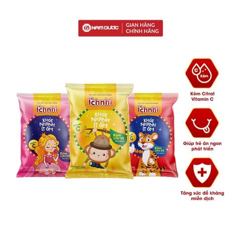 Kẹo dẻo Ích Nhi, có nhiều loại giúp bổ sung DHA, Vitamin C, Canxi, Lợi khuẩn, Tăng đề kháng cho bé, ăn rất ngon-Gói 24g