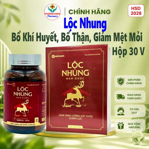Lộc Nhung Nam dược Giúp Tăng Cường Sinh Lực, Bổ Khí Huyết, Bổ Thận, Giảm Mệt Mỏi - Hộp 30 Viên