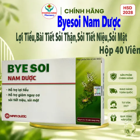 Bài Sỏi/Byesoi Nam Dược Hỗ Trợ Lợi Tiểu,Bài Tiết Sỏi Thận,Sỏi Tiết Niệu,Sỏi Mật,Giảm Bí Tiểu-Hộp 40V