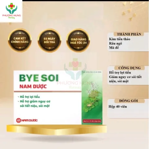 Bài Sỏi/Byesoi Nam Dược Hỗ Trợ Lợi Tiểu,Bài Tiết Sỏi Thận,Sỏi Tiết Niệu,Sỏi Mật,Giảm Bí Tiểu-Hộp 40V