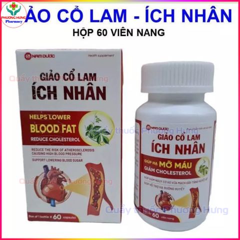 Giảo Cổ Lam Ích Nhân Hỗ Trợ Hạ Mỡ Máu,Cholesterol,Giảm Nguy Cơ Xơ Vữa Mạch,Hạ Đường Huyết-Hộp 60V