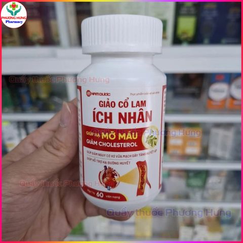 Giảo Cổ Lam Ích Nhân Hỗ Trợ Hạ Mỡ Máu,Cholesterol,Giảm Nguy Cơ Xơ Vữa Mạch,Hạ Đường Huyết-Hộp 60V