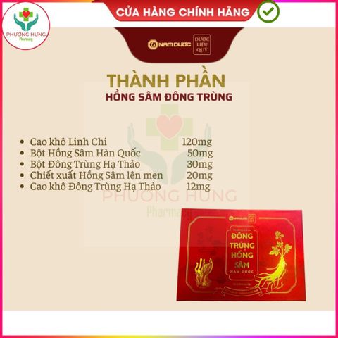 Đông Trùng Hồng Sâm Nam Dược Hỗ Trợ Bồi Bổ Cơ Thể , Tăng Cường Sức Khỏe, Giảm Mệt Mỏi - Hộp 30 Viên
