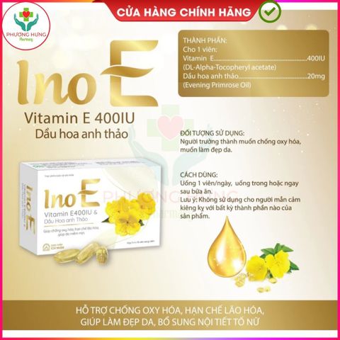 Viên Uống Ino E Của Ích Nhân Bổ Sung Vitamin E, Hỗ Trợ Làm Đẹp Da, Chống Oxy Hóa Da-Hộp 30 Viên