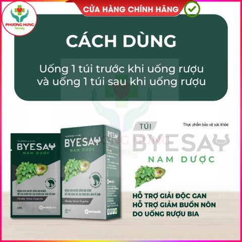 Nước Giải Rượu Byesay Nam Dược Giảm Triệu Chứng Say Rượu Bia, Tăng Cường Giải Độc Gan-Hộp 6 Túi