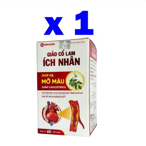 Giảo Cổ Lam Ích Nhân Hỗ Trợ Hạ Mỡ Máu,Cholesterol,Giảm Nguy Cơ Xơ Vữa Mạch,Hạ Đường Huyết-Hộp 60V