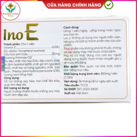 Viên Uống Ino E Của Ích Nhân Bổ Sung Vitamin E, Hỗ Trợ Làm Đẹp Da, Chống Oxy Hóa Da-Hộp 30 Viên