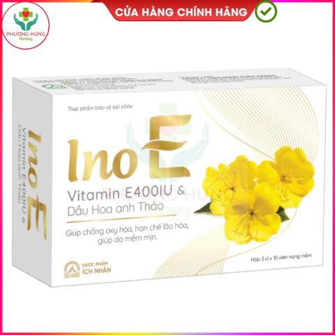 Viên Uống Ino E Của Ích Nhân Bổ Sung Vitamin E, Hỗ Trợ Làm Đẹp Da, Chống Oxy Hóa Da-Hộp 30 Viên