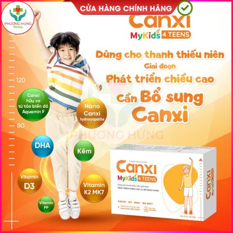 Canxi Mykids 4 Teens Ích Nhân Bổ Sung Canxi, Vitamin D3, K2, DHA Cho Trẻ Đang Phát Triển-Hộp 30 V