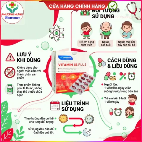 Vitamin 3B Plus Meracine Hỗ Trợ Tăng Cường Hấp Thu Dưỡng Chất, Kích Thích Tiêu Hóa - Hộp 100 Viên