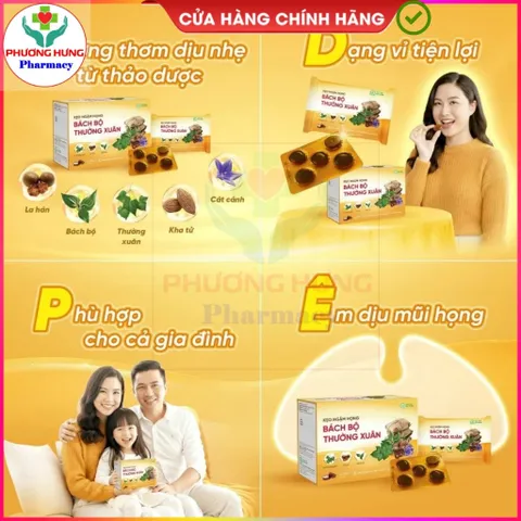 Viên ngậm Bách Bộ Thường Xuân Giúp Bổ Phổi, Giảm Cảm Ho, Cung Cấp Khoáng Chất Cho Cơ Thể-Hộp 50v