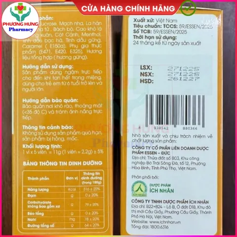 Viên ngậm Bách Bộ Thường Xuân Giúp Bổ Phổi, Giảm Cảm Ho, Cung Cấp Khoáng Chất Cho Cơ Thể-Hộp 50v
