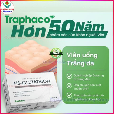 Viên Ngậm Trắng Da HS-Glutathion của Traphaco Giúp Chăm Sóc Da,Sáng Da Và Đều Màu Da - Hộp 30 Viên