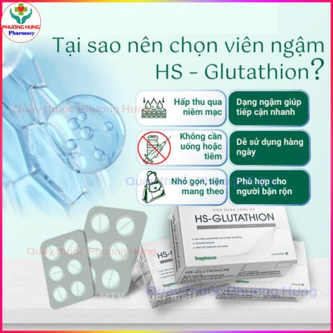 Viên Ngậm Trắng Da HS-Glutathion của Traphaco Giúp Chăm Sóc Da,Sáng Da Và Đều Màu Da - Hộp 30 Viên