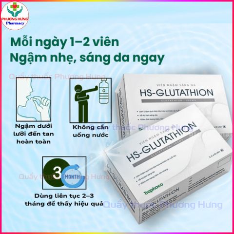 Viên Ngậm Trắng Da HS-Glutathion của Traphaco Giúp Chăm Sóc Da,Sáng Da Và Đều Màu Da - Hộp 30 Viên