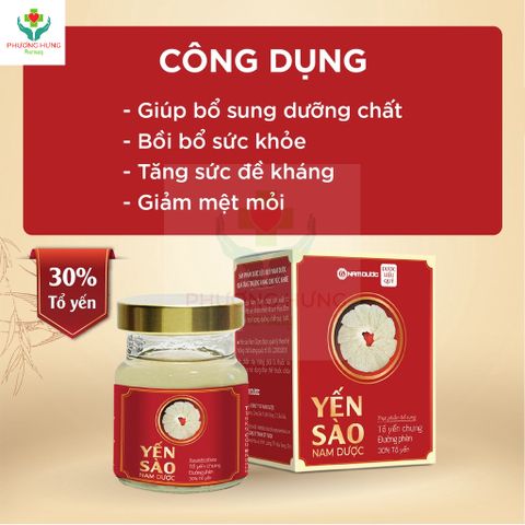 Yến Sào Nam Dược Tổ Yến Chưng Đường Phèn Bồi Bổ Sức Khỏe, Tăng Sức Đề Kháng, Giảm Mệt Mỏi- Lọ 70ml
