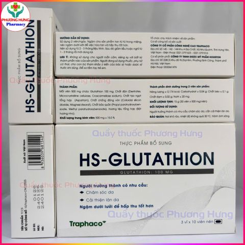 Viên Ngậm Trắng Da HS-Glutathion của Traphaco Giúp Chăm Sóc Da,Sáng Da Và Đều Màu Da - Hộp 30 Viên