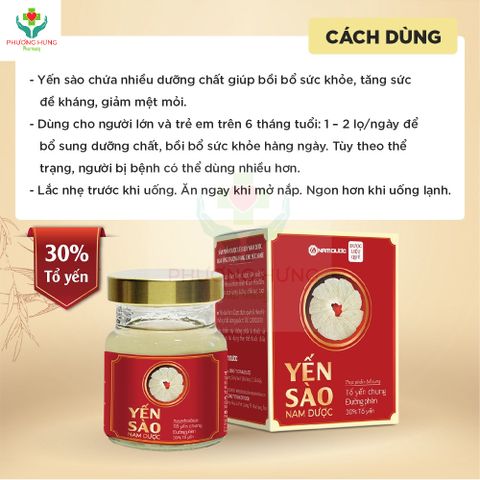 Yến Sào Nam Dược Tổ Yến Chưng Đường Phèn Bồi Bổ Sức Khỏe, Tăng Sức Đề Kháng, Giảm Mệt Mỏi- Lọ 70ml