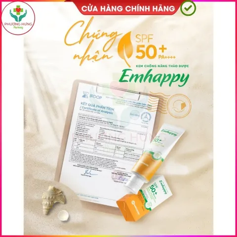 Kem Chống Nắng Thảo Dược Emhappy Nam Dược, SPF 50+, Dưỡng Ẩm Da,Nâng Tông,Ngừa Lão Hóa Da-Tuýp 75g