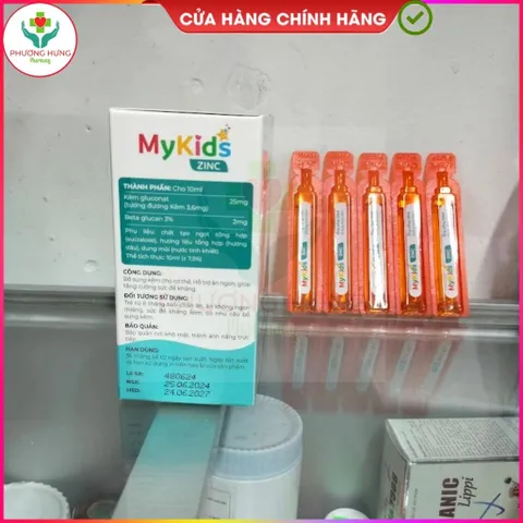 Mykids ZinC của Ích Nhân Giúp Bổ sung Kẽm, hỗ trợ tăng cường sức khỏe, tăng sức đề kháng-Hộp 20 ống
