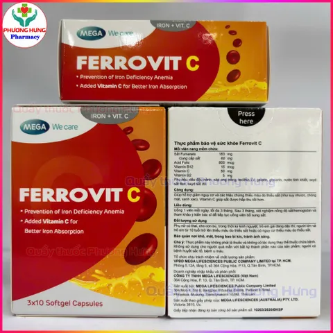 Ferrovit C Hỗ Trợ Giảm Nguy Cơ Và Các Triệu Chứng Thiếu Máu Do Thiếu Sắt - Hộp 30 Viên