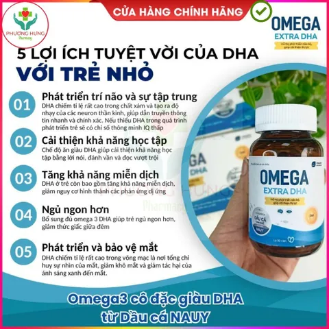 Dầu Cá Omega Extra DHA Của VNGPV Hỗ Trợ Phát Triển Não Bộ, Bổ Mắt, Cải Thiện Thị Lực - Lọ 30 Viên